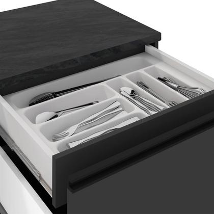 Imagem de Balcão Com Tampo 120cm Com 1 Porta e 3 Gavetas Etna Cor Grafite Poliman Móveis