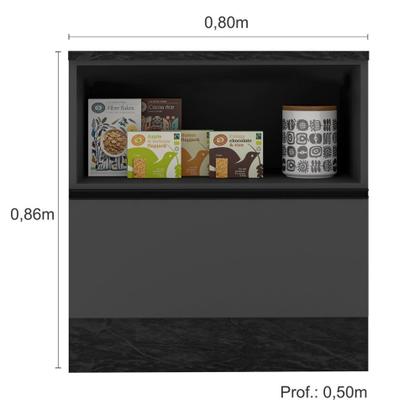 Imagem de Balcão com Tampo 80 cm 1 Porta 1 Gaveta Etna Poliman