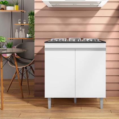 Imagem de Balcão Com Tampo Cooktop 5 Bocas 2 Portas Andréia Branco