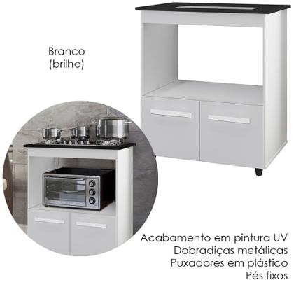 Imagem de Balcao Com Tampo Cooktop 5 Bocas 75cm 9445 Branco Mobbs