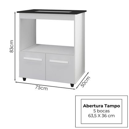 Imagem de Balcao Com Tampo Cooktop 5 Bocas 75cm 9445 Branco Mobbs