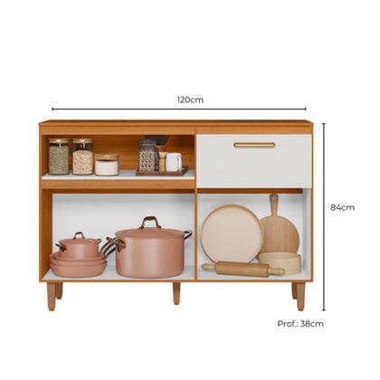 Imagem de Balcão Com Tampo de 120cm 03 Portas e 01 Gavetas Sicilia Poliman