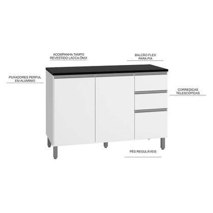 Imagem de Balcão com Tampo Evidence 3 Portas 2 Gavetas MDP Poliman Móveis