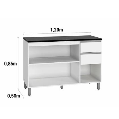 Imagem de Balcão com Tampo Evidence 3 Portas 2 Gavetas MDP Poliman Móveis