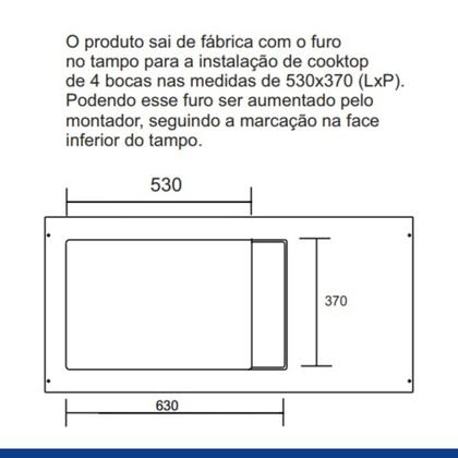 Imagem de Balcão Cooktop 2 Portas 1 Gaveta Teresina Valdemóveis