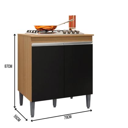 Imagem de Balcão Cooktop 2 Portas 5 Bocas Andreia Com Tampo AJL Móveis