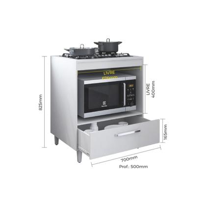 Imagem de Balcão Cooktop 4 bocas Forno para Cozinha apartamento Com 1 Porta Gaveteiro Gaveta de panelas Multiuso