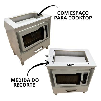 Imagem de Balcão Cooktop 4 bocas Forno para Cozinha apartamento Com 1 Porta Gaveteiro Gaveta de panelas Multiuso