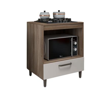 Imagem de Balcão Cooktop 4 bocas Forno para Cozinha apartamento Com 1 Porta Gaveteiro Gaveta de panelas Multiuso