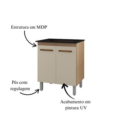 Imagem de Balcão Cooktop 5 Bocas Cozinha Compacta Bancada Multiuso Mdp Black Friday