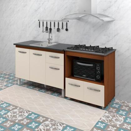 Imagem de Balcao Cooktop 5 Bocas E Pia 120cm Savana Off White Mobbs Savana Off White