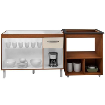 Imagem de Balcao Cooktop 5 Bocas E Pia 120cm Savana Off White Mobbs Savana Off White