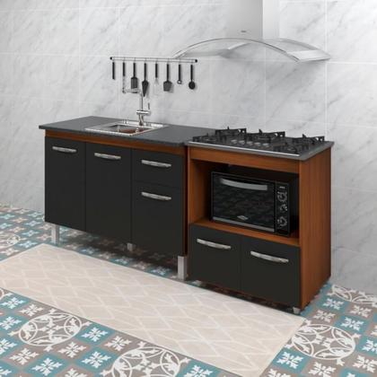 Imagem de Balcao Cooktop 5 Bocas e Pia 120cm Savana Preto Mobbs