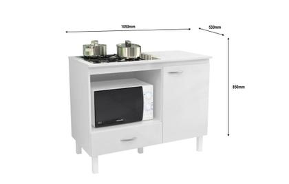 Imagem de Balcão Cooktop Blane 105cm Com 1 Porta E 1 Gaveta Branco
