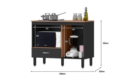 Imagem de Balcão Cooktop Blane 105cm Com 1 Porta E 1 Gaveta Branco