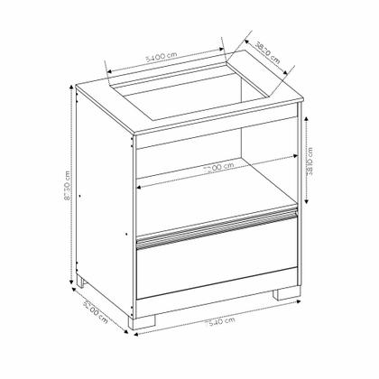 Imagem de Balcão Cooktop para fogão de até 4 Bocas 1 Gaveta NT 3110 Notável Móveis