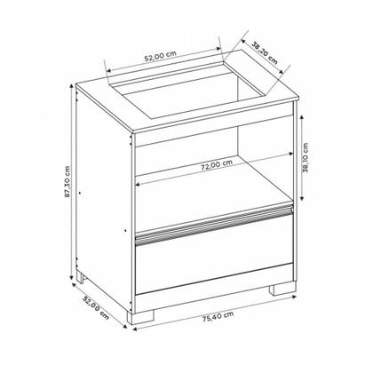 Imagem de Balcão Cooktop para fogão de até 4 Bocas 1 Gaveta NT 3110 Notável Móveis
