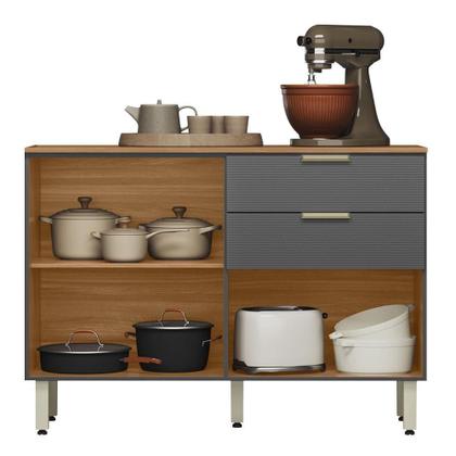 Imagem de Balcão Cozinha Alba 120cm 2 Portas e 2 Gavetas com Tampo MDP - Demóbile