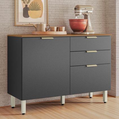 Imagem de Balcão Cozinha Alba 120cm 2 Portas e 2 Gavetas com Tampo MDP - Demóbile