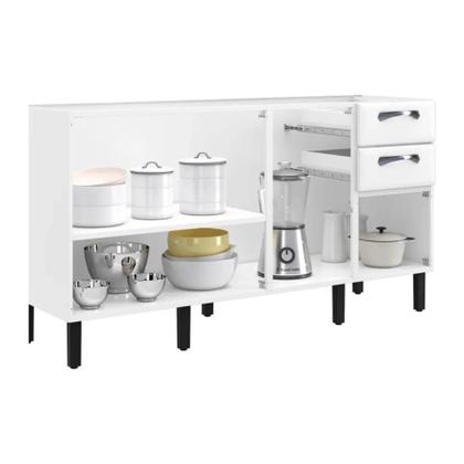 Imagem de Balcão Cozinha Armário Multiuso em Aço 160cm 4 Portas 2 Gavetas Sem Tampo New Premium