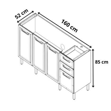 Imagem de Balcão Cozinha Armário Multiuso em Aço 160cm 4 Portas 2 Gavetas Sem Tampo New Premium