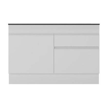 Imagem de Balcão Cozinha com Rodapé Gabinete Pia 120 cm 2 Portas 1 Gaveta Veneza Multimóveis MP2117.891 Branco