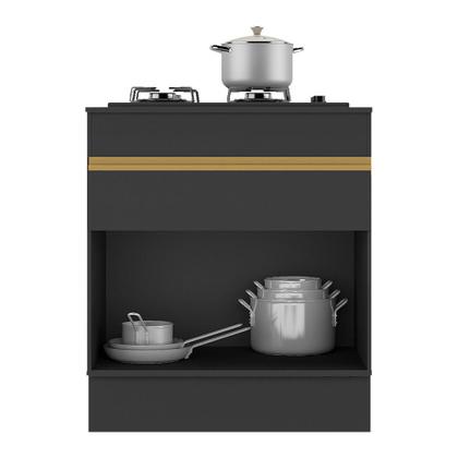 Imagem de Balcão Cozinha com Rodapé para Cooktop 70 cm 1 Porta 1 Gaveta Veneza GB Multimóveis MP2118 Preto