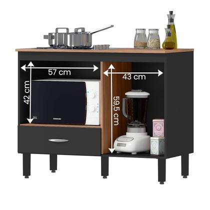 Imagem de Balcão Cozinha Cooktop Blane 105cm com 1 Porta e 1 Gaveta