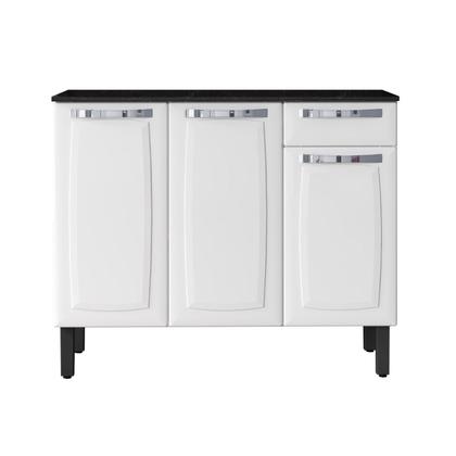 Imagem de Balcão Cozinha em Aço 3 Portas 1 Gaveta 105cm com Tampo Rose Itatiaia