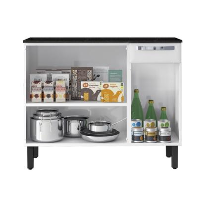 Imagem de Balcão Cozinha em Aço 3 Portas 1 Gaveta 105cm com Tampo Rose Itatiaia