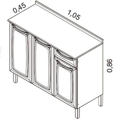 Imagem de Balcão Cozinha em Aço 3 Portas 1 Gaveta 105cm com Tampo Rose Itatiaia