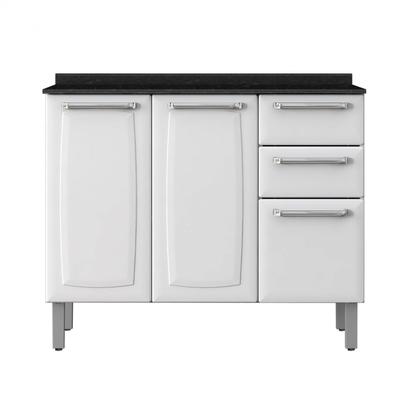 Imagem de Balcão Cozinha em Aço 3 Portas 2 Gavetas 105cm com Tampo Luce Itatiaia