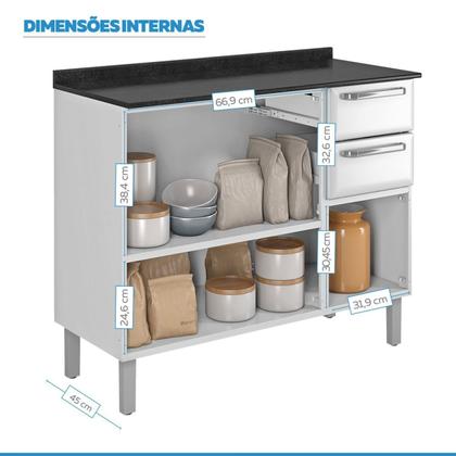 Imagem de Balcão Cozinha em Aço 3 Portas 2 Gavetas 105cm com Tampo Luce Itatiaia