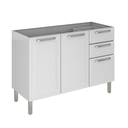 Imagem de Balcão Cozinha em Aço 3 Portas 2 Gavetas 120cm sem Tampo Dobradiças Slow Motion Tarsila Itatiaia