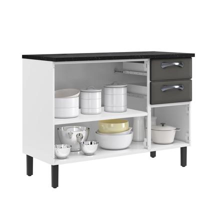 Imagem de Balcão Cozinha em Aço 3 Portas e 2 Gavetas 120cm com Tampo New Premium Itatiaia