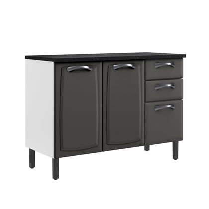 Imagem de Balcão Cozinha em Aço 3 Portas e 2 Gavetas 120cm com Tampo New Premium Itatiaia