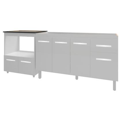 Imagem de Balcão Cozinha Gabinete de Pia 140 cm Camila e Balcão Evelyn Para Fogão Cooktop 5 Bocas e Forno Elétrico Branco