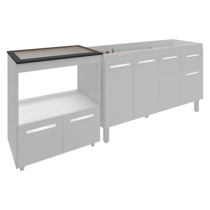 Imagem de Balcão Cozinha Gabinete de Pia 140 cm Camila e Balcão Evelyn Para Fogão Cooktop 5 Bocas e Forno Elétrico Branco