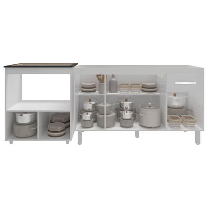 Imagem de Balcão Cozinha Gabinete de Pia 140 cm Camila e Balcão Evelyn Para Fogão Cooktop 5 Bocas e Forno Elétrico Branco