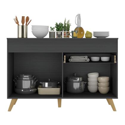 Imagem de Balcão Cozinha Gabinete Pia 120 cm 2 Portas 1 Gaveta Veneza GB Multimóveis Preto