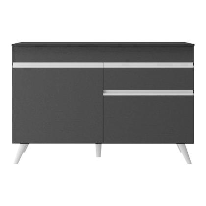 Imagem de Balcão Cozinha Gabinete Pia 120 cm 2 Portas 1 Gaveta Veneza Multimóveis MP3680.898 Preto/Branco