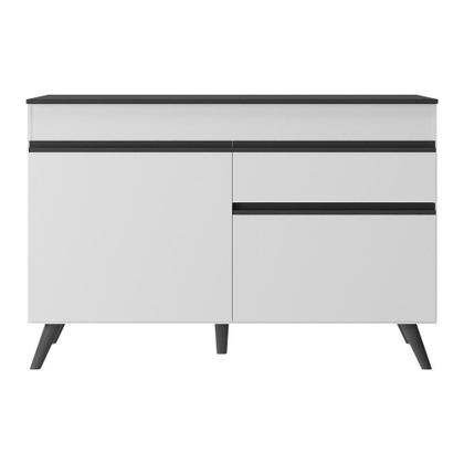 Imagem de Balcão Cozinha Gabinete Pia 120 cm 2 Portas 1 Gaveta Veneza Multimóveis MP3680.964 Branco/Preto