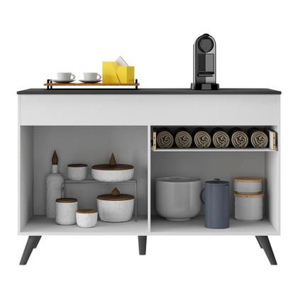 Imagem de Balcão Cozinha Gabinete Pia 120 cm 2 Portas 1 Gaveta Veneza Multimóveis MP3680.964 Branco/Preto
