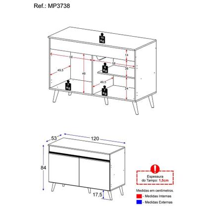 Imagem de Balcão Cozinha Gabinete Pia 120 cm 2 Portas Veneza Multimóveis MP3738 Branco