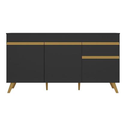Imagem de Balcão Cozinha Gabinete Pia 150 cm 3 Portas 1 Gaveta Veneza GB Multimóveis MP3740 Preto