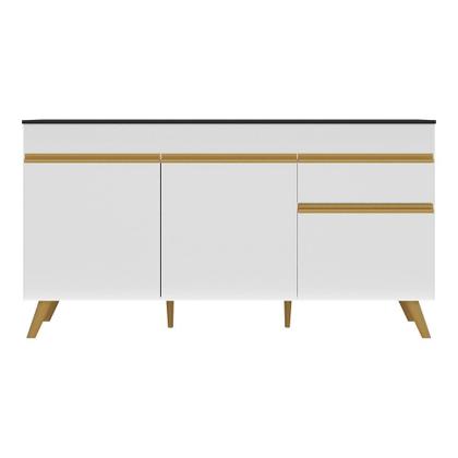 Imagem de Balcão Cozinha Gabinete Pia 150 cm 3 Portas 1 Gaveta Veneza GW Multimóveis MP3740 Branco
