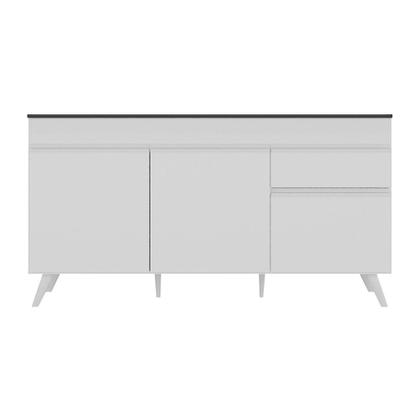 Imagem de Balcão Cozinha Gabinete Pia 150 cm 3 Portas 1 Gaveta Veneza Multimóveis MP2072.891 Branco