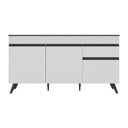 Imagem de Balcão Cozinha Gabinete Pia 150 cm 3 Portas 1 Gaveta Veneza Multimóveis MP2072.964 Branco/Preto