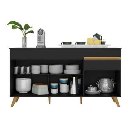 Imagem de Balcão Cozinha Gabinete Pia 150cm 3 Portas 1 Gaveta Veneza Multimóveis V3740