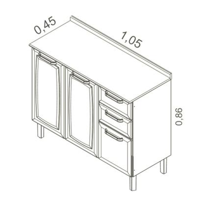 Imagem de Balcão Cozinha Itatiaia Luce 3 Portas 2 Gavetas Branco IG3G2-105